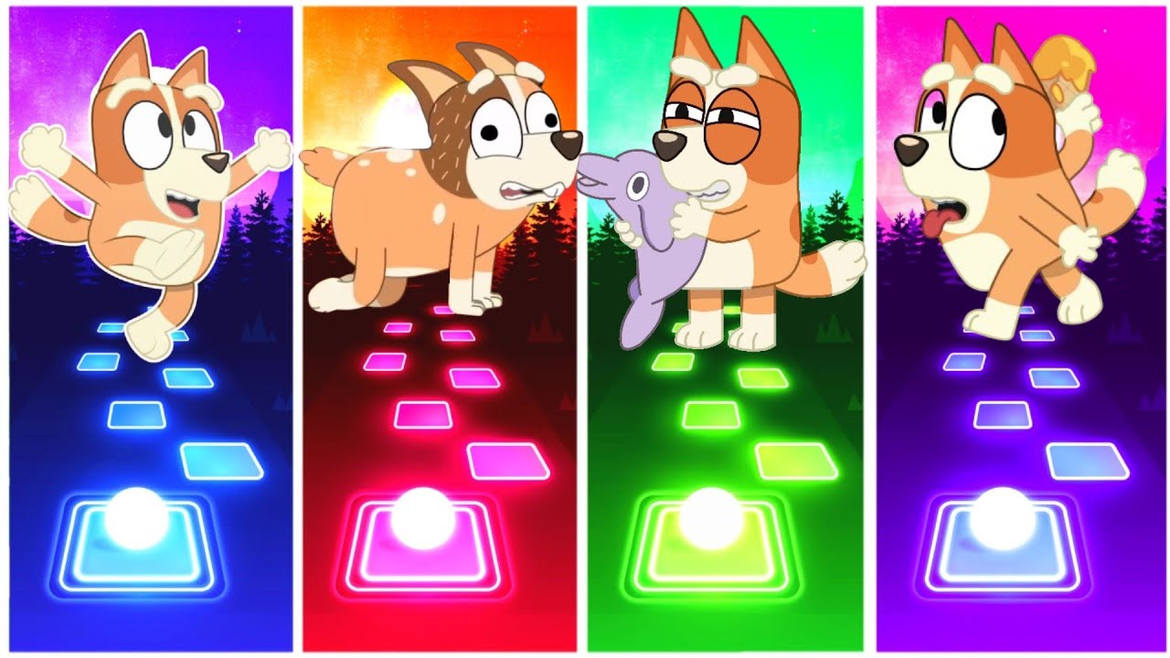 BLUEY, ПОПРОБУЙ НЕ ЗАСМЕЯТЬСЯ 🆚 Липкий двойной пёсик? ВЕСЁЛОЕ БИНГО 🤣 ИГРА TILES HOP EDM RUSH 🎯🎮 ...