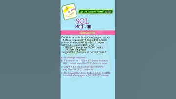 SQL MCQ 30 Query Sorting NULL Interview Exam Question #shorts #dbms #sql #quiz #ssitlecturestamil