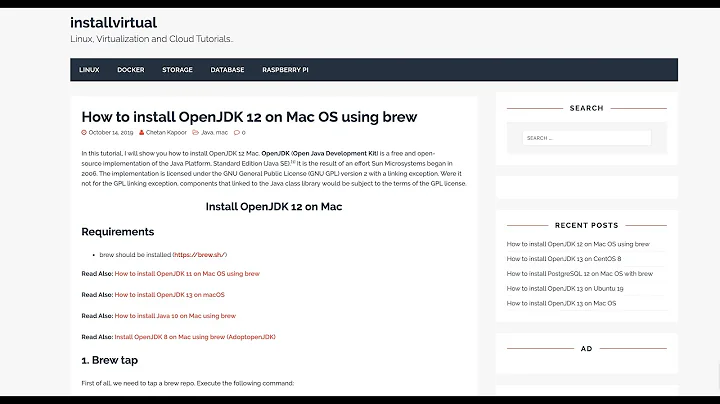 How to install OpenJDK 12 on Mac using brew