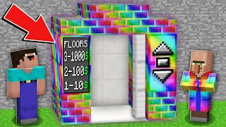 Minecraft NOOB vs PRO: WHICH FLOOR WILL NOOB BOUGHT IN SECRET RAINBOW ELEVATOR ? 100% trolling