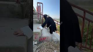 Barbie DAK amputee climbing stairs on her leg stumps