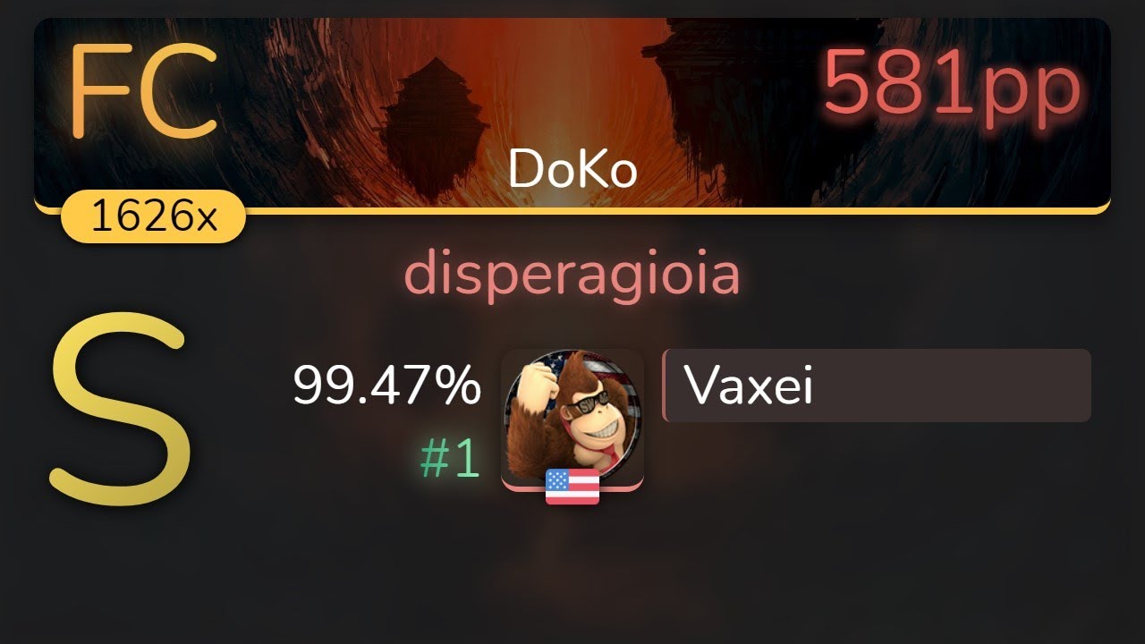 Vaxei | gmtn. (witch's slave) - disperagioia [DoKo] 99.47% {#1 💖 FC} - osu!