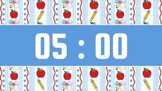 5-Minute Timer | With Upbeat Instrumental Music & Alarm Bell | Preppy Coquette School Theme ✏️🍎🎀
