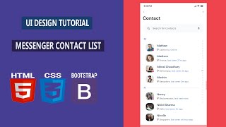 UI Design Tutorial - Messenger Contact List | HTML CSS BOOTSTRAP