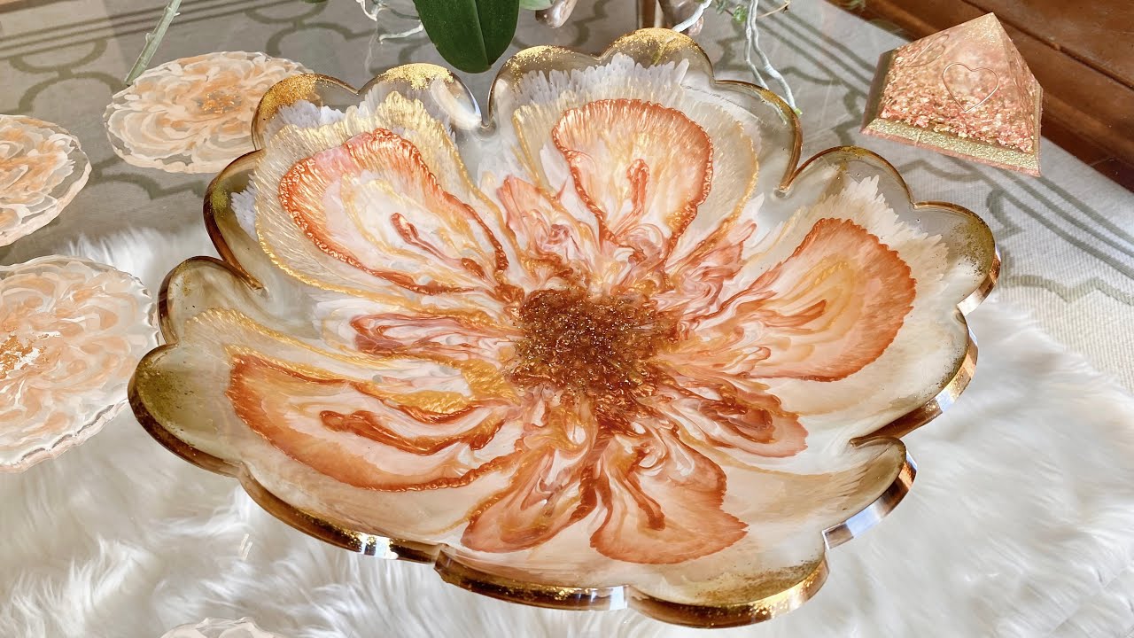 Beautiful Gold & Bronze Flower Resin Bowl YouTube