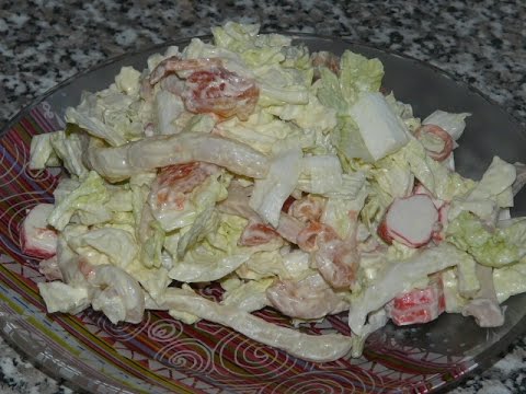 Салат быстрого приготовления с кальмарами, семгой и крабовыми палочками. Салаты рецепты.Salad - YouTube