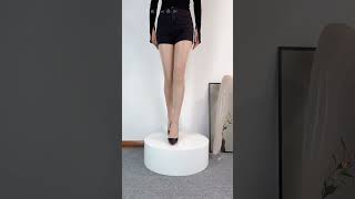 Ultra-Thin Shiny Skin Crotchless Hose Heels