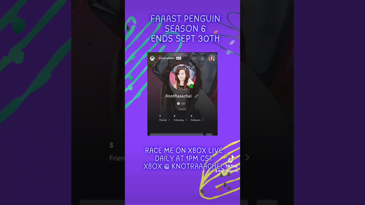 Faaast Penguin live stream Daily at 1pm Twitch @ knotraaachel