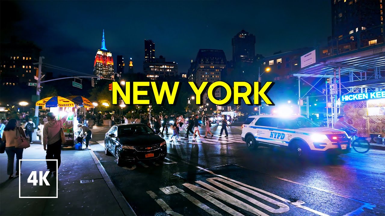 New York, Amerika Serikat | Manhattan | Jelajah Kota Malam 4K