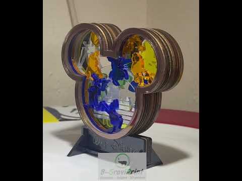 [Laser cut and engrave] Multi-Layer Laser Cut Disney Mickey Head with different Disney Figure in silhouetten