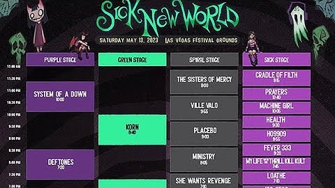 Sick New World 2023 Las Vegas Music Festival Set Times SOAD, Deftones, Korn, Turnstile, Incubus