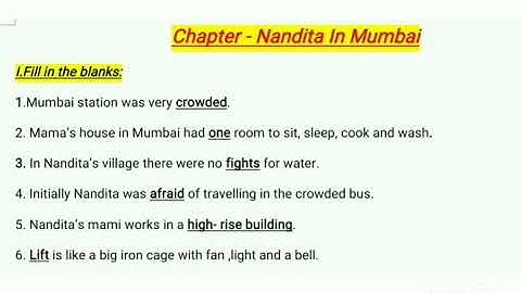 Ch- Nandita In Mumbai  Exercise and Ques/ Ans  Ncert Evs Class - 4