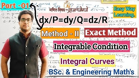 Simultaneous Differential Equations l How To Solve dx/p=dy/q=dz/r l Exact Method l ODE