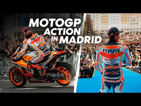 MARC MARQUEZ in his MotoGP bike around Madrid