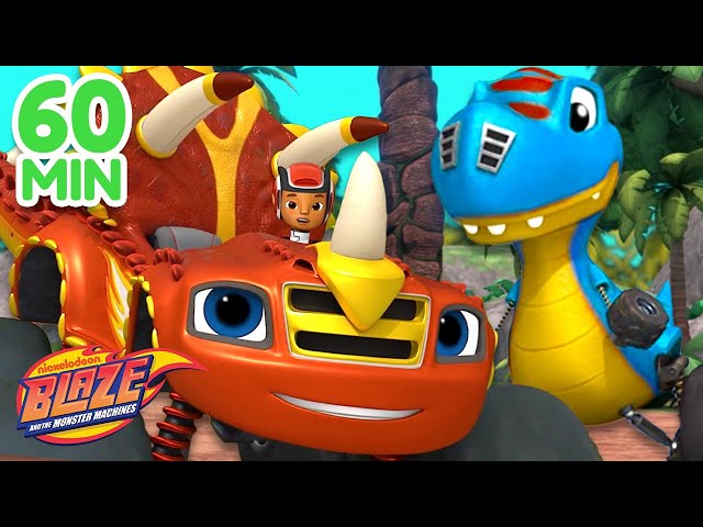 Blaze Dinosaur Adventures! 🦖 w/ AJ & Zeg | 60 Minute Compilation | Blaze and the Monster Machines class=