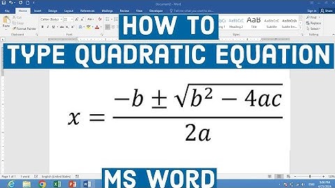 How to Type Quadratic Equation in MS Word | How to Insert Quadratic Equation in MS Word | Quadratic