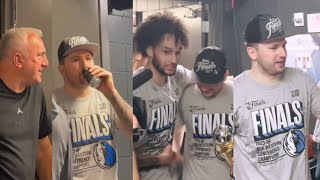 LUKA DRINKING WITH HIS DAD IN LOCKER ROOM & TRIED TO GIVE AWAY MVP TROPHY AFTER WINNING WEST FINALS!