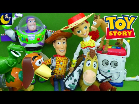 Lots of Toy Story Toys 1 2 3 Buzz Lightyear Jessie Bullseye Woody Cowboy Doll Slinky Mr Mike Toys!