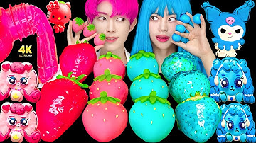 ASMR ICE CREAM PINK BLUE PARTY 다양한 블루 핑크 아이스크림 젤리 먹방 DESSERTS JELLY CANDY MUKBANG EATING SOUNDS 咀嚼音