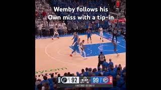 Victor Wembanyama follows his own miss with a tip-in #nba #nbaplayoffs