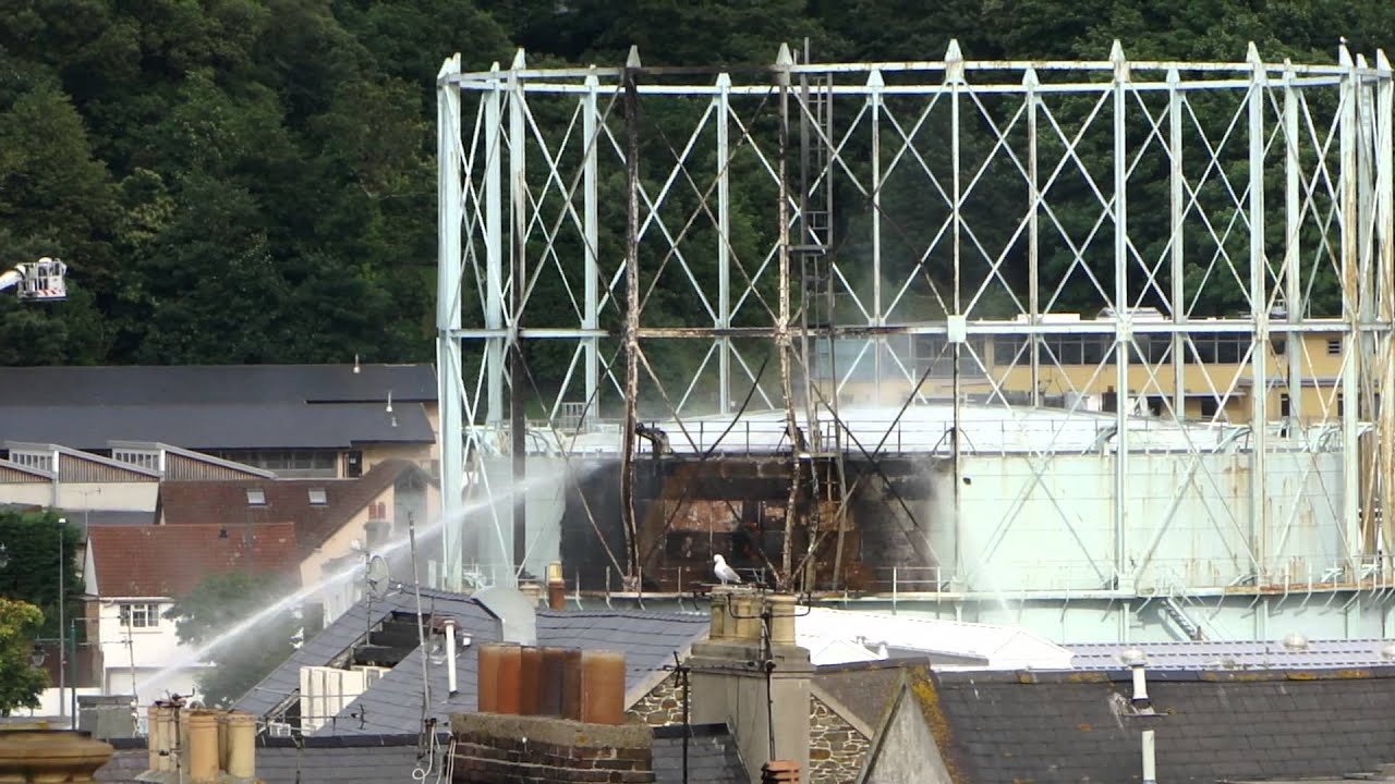 Jersey Gas Cylinder / Gasometer on Fire.MP4 YouTube