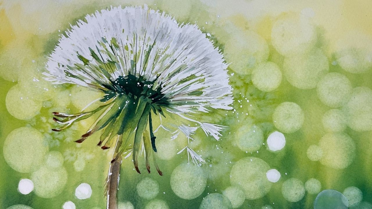 Atmospheric Fun Dandelion Watercolour Tutorial 🌼🎨