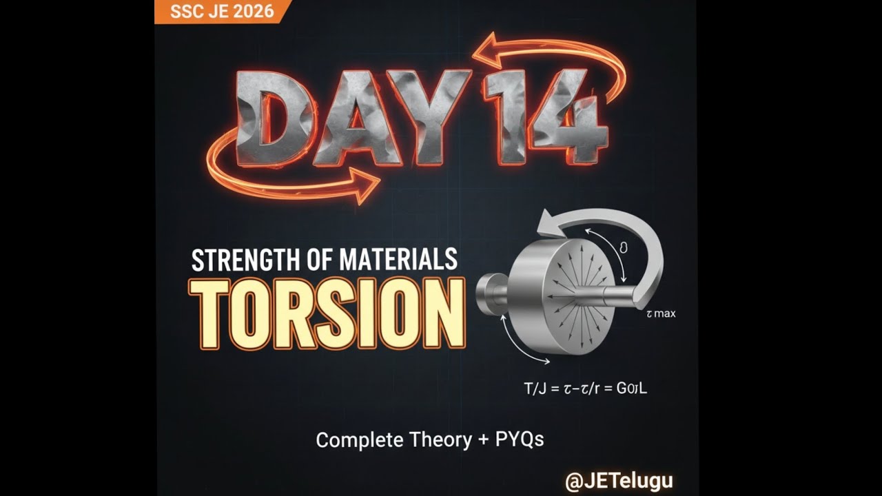 Day 14 | Strength of Materials | SSC JE 2026 ME | Complete Notes & Explanation | In Telugu