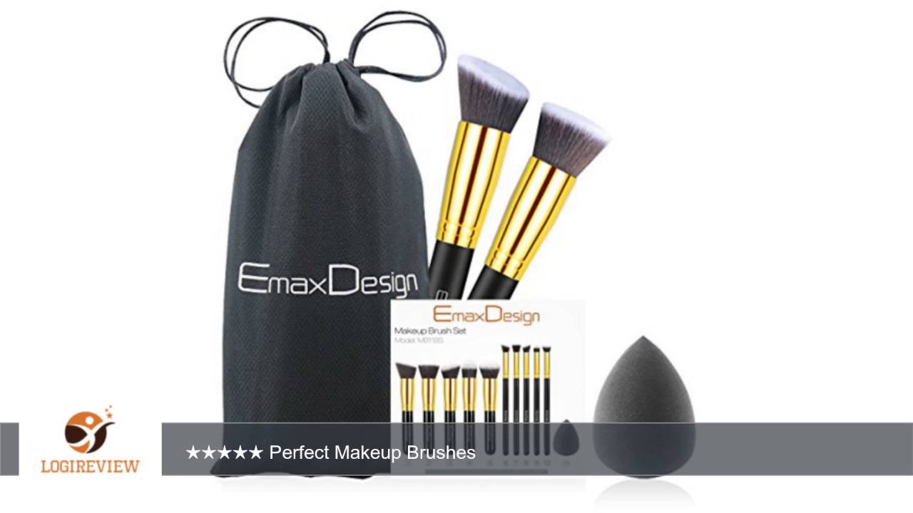 EmaxDesign 10+1 Pieces Makeup Brush Set, 10 Pieces Professional Foundation Blending Blush Eye Face