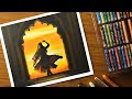 Oil pastel sunset scenery  rajasthani dance painting with oil pastel  on  international dance day