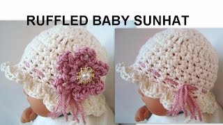 CROCHET HAT, DIY RUFFLED BABY SUNHAT, how to diy, cute summer hat