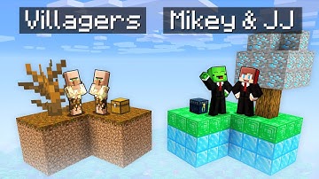Villagers POOR vs Mikey & JJ RICH SKYBLOCK Battle in Minecraft (Maizen)