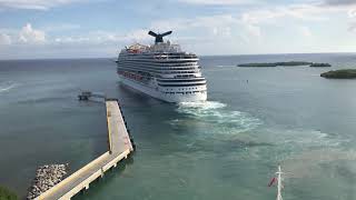 Carnival Magic sail-away from Roatan with horn blasts