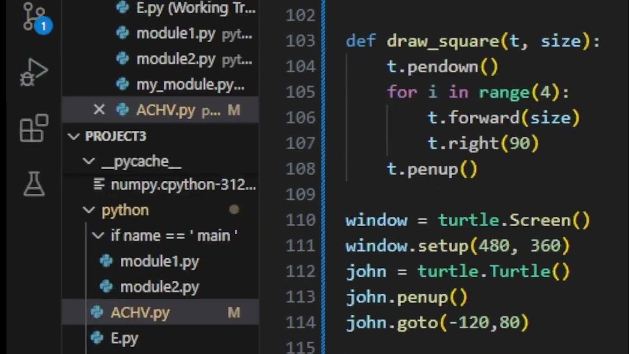 [python] randomly draw stars, enlarging squares, parallel square(2)| # ...