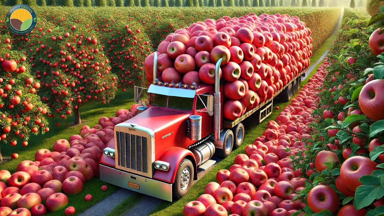 Chinese Farmers Harvest Millions Of Tons Of Fuji Apples This Way | Farming Documentary