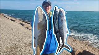 CATCHING some of the MOST WANTED Texas  JETTY fish ! (Multi-Species DAY)