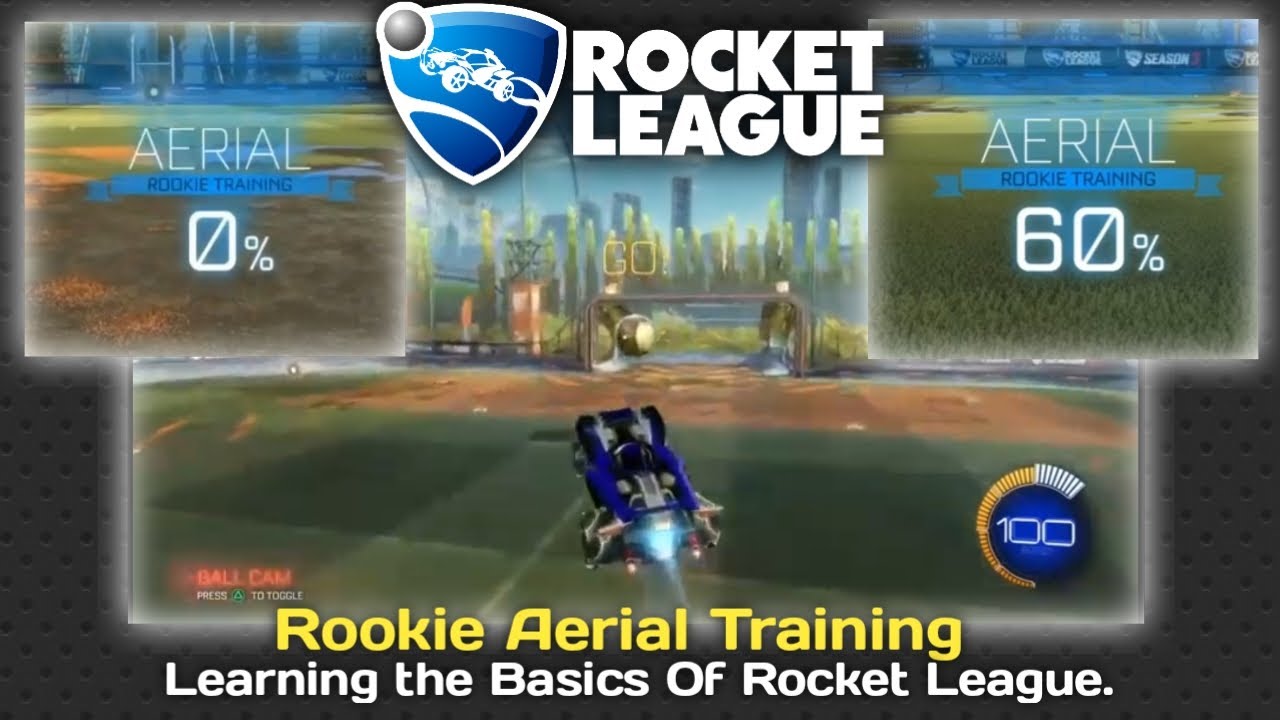 Rocket League: Simple Aerial Training - (Rookie Difficulty, I Eventually Got 60% Complete)