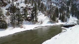 Rocky Mountaineer Winter train ride through Gore Canyon, Colorado.