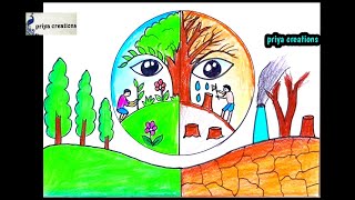 environment drawing | How to draw world environment day poster | Save nature drawing easy | drawing