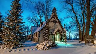 5 minute Free No Copyright Full HD Winter Snow Country Church Trees Glowing Relaxing Screensaver screenshot 2