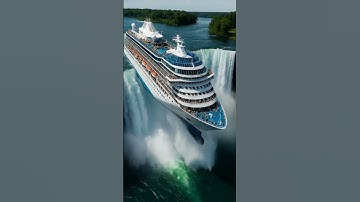 Cruise Ship Moments Before Falling Off a Giant Waterfall