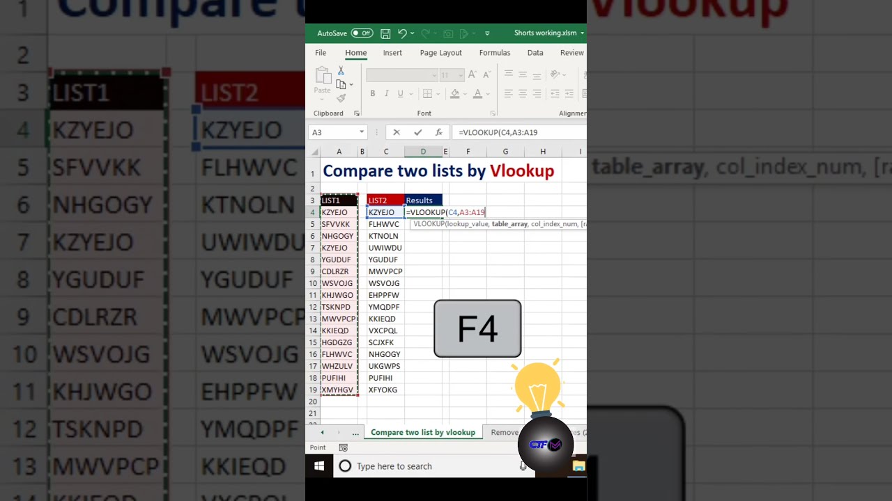 Compare Two List By VLOOKUP Formula How To Use