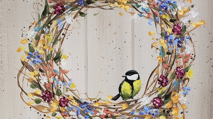 Easy Autumn Wreath with Bird Acrylic Painting LIVE...