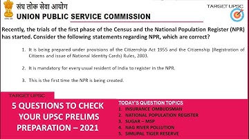 5th March 2021 Mock Questions for UPSC Prelims | Useful for all Competitive Exams