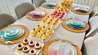 Tea Table ~ Day Treats | 6 New Recipes | Mini Roll Cake, Chocolate Chip Cookie Sandwiches, Pita