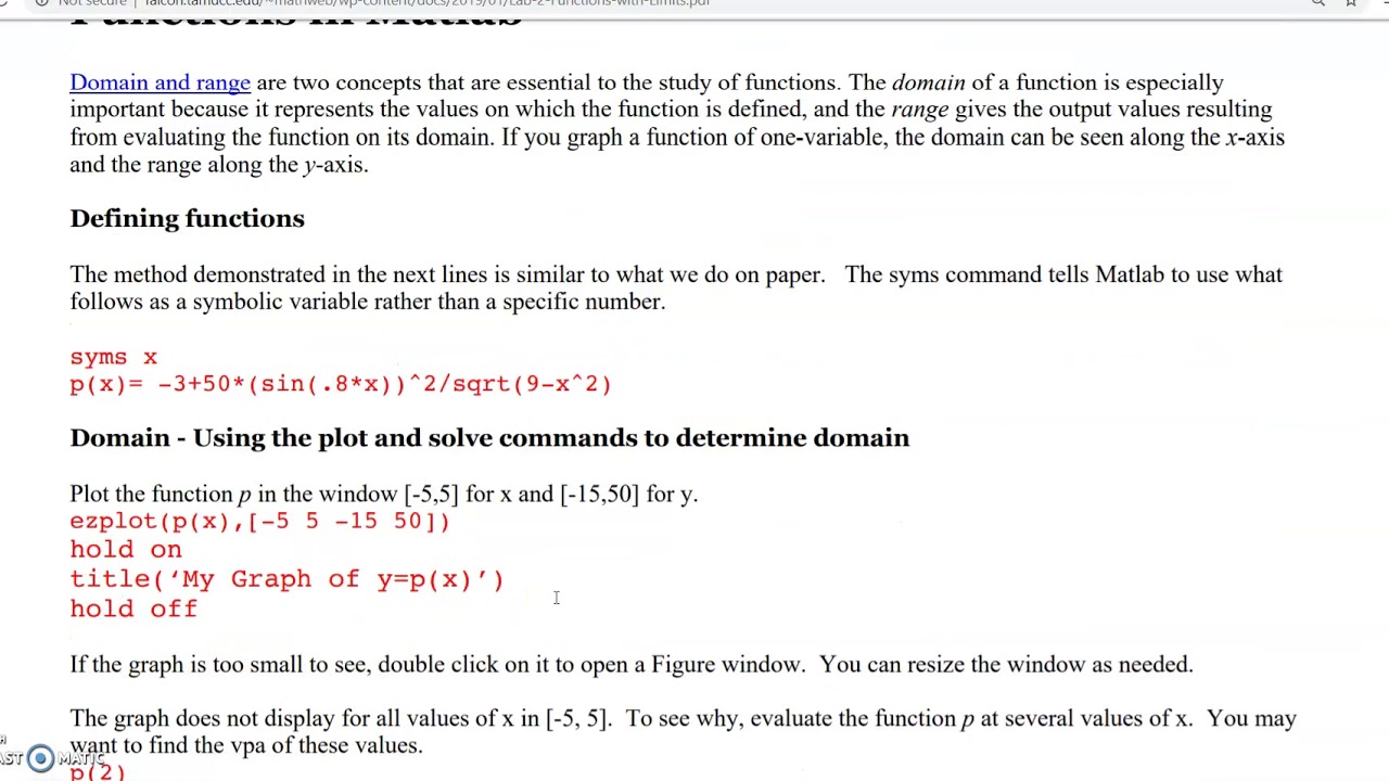 Lab 2||Functions with Limits - YouTube