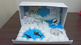 How to make polar bear habitat / Diy polar bear diaorma / Easy arctic region diaorma school project