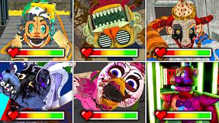 All DEATHS in BRIGHT Mode With Healthbars - FNAF Secret of The Mimic & Security Breach