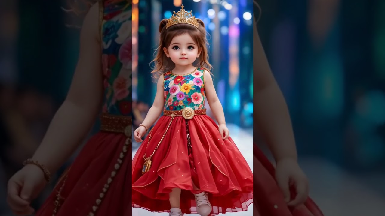 Fashion Royalty: Adorable 1-Year-Old Struts the Runway in Chic Floral & Red Couture 👑✨