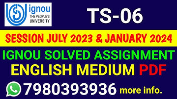 TS 6 Solved Assignment 2023-24 English, TS 6 Solved Assignment 23-24, TS-06 Assignment