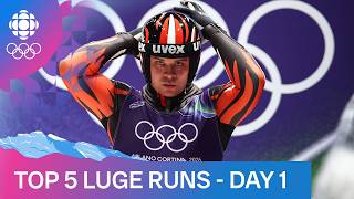 Top 5 runs in men's singles luge on Day 1 of the Olympic Winter Games Milano Cortina 2026